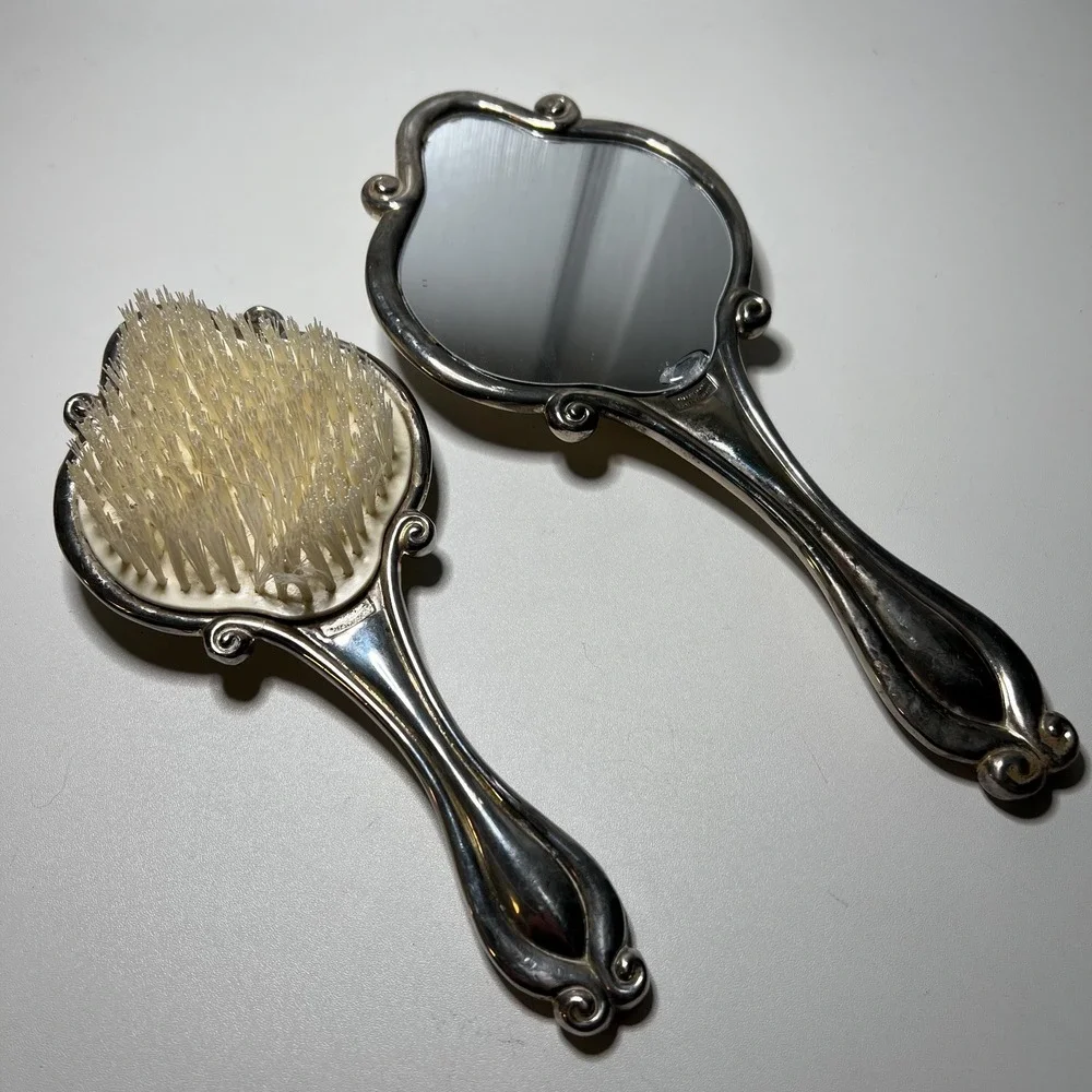 Antique‎ matching Brush And Hand Mirror International Silver Vanity 2 Piece Set